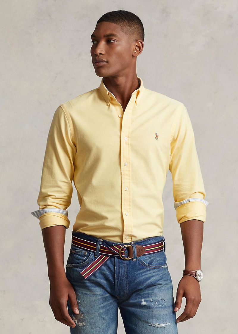 Camisas Polo Ralph Lauren Hombre Custom Fit Oxford Chile Amarillo SMJKZ-4210